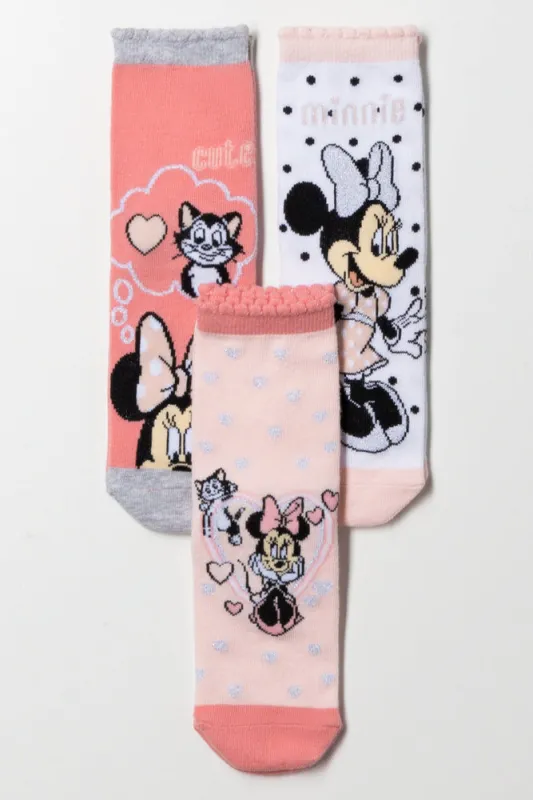 Minnie Mouse 3 Pack Anklet Socks Pink sold by Ackermas