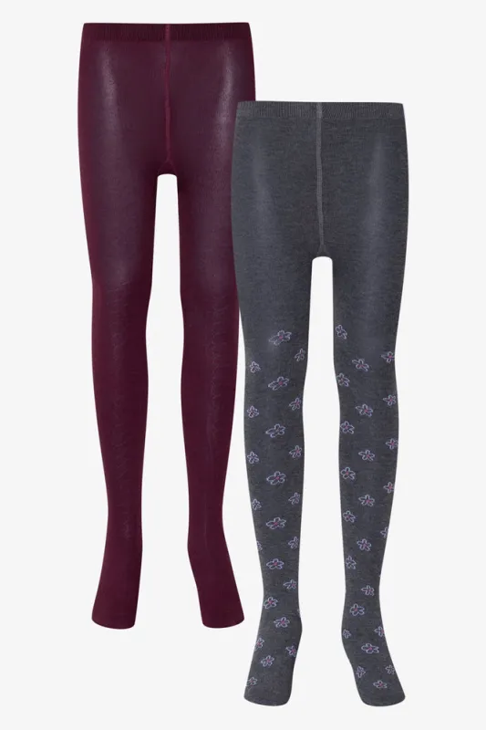 2 Pack Floral Tights Burgundy And Grey sold by Ackermas