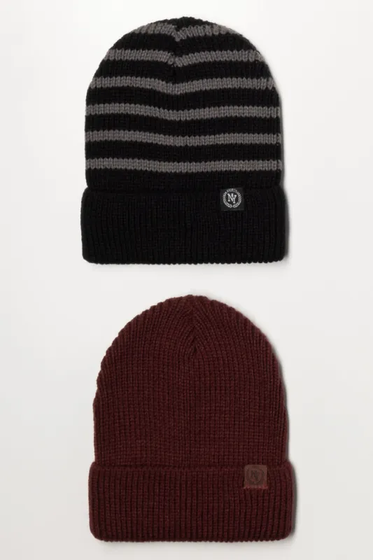 2 Pack Beanies Burgundy & Black sold by Ackermas
