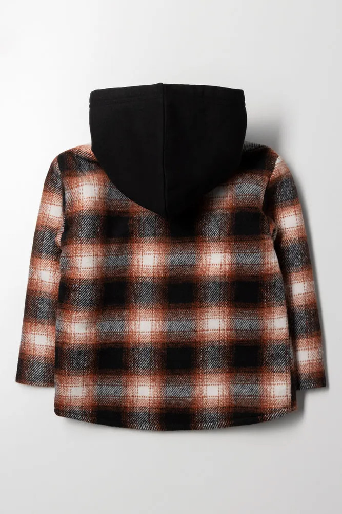 Hooded Shacket Black & Brown sold by Ackermas product image thumbnail 4