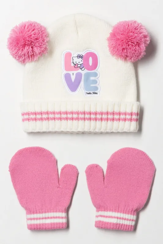 Hello Kitty 2 Piece Hat Set Pink And White sold by Ackermas