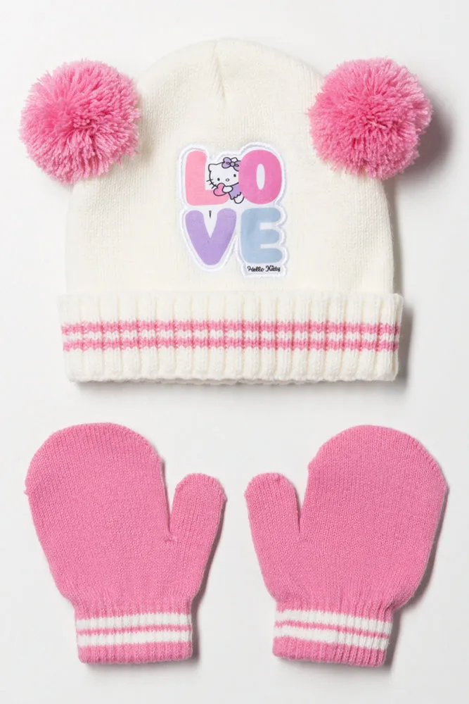 Hello Kitty 2 Piece Hat Set Pink And White sold by Ackermas