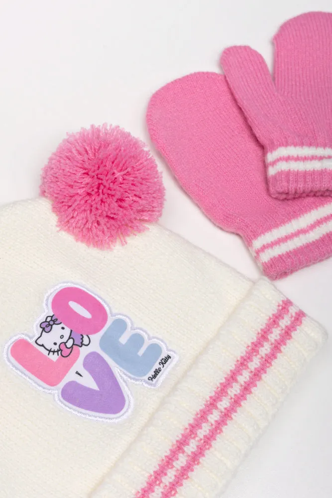 Hello Kitty 2 Piece Hat Set Pink And White sold by Ackermas product image thumbnail 2