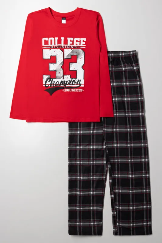 Long Sleeve Pyjama Red & Black sold by Ackermas