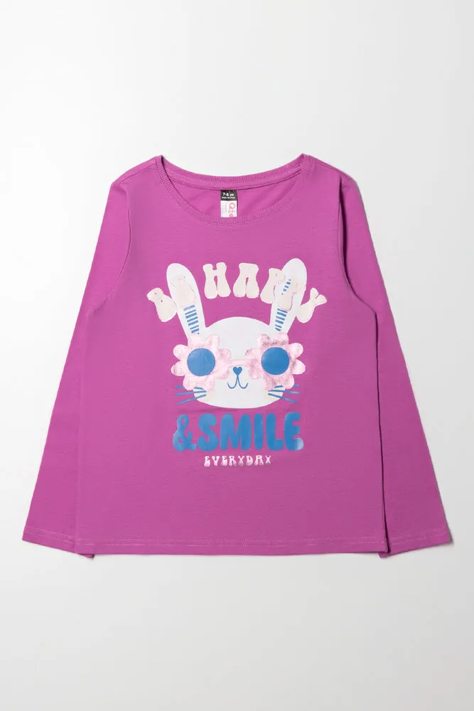 Bunny Long Sleeve T-Shirt Purple sold by Ackermas