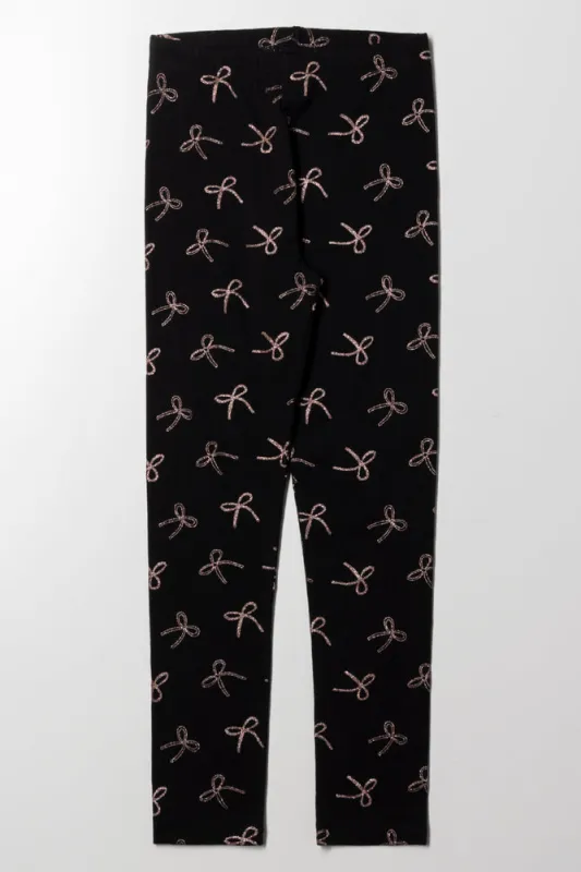 Bow Leggings Black And Pink sold by Ackermas