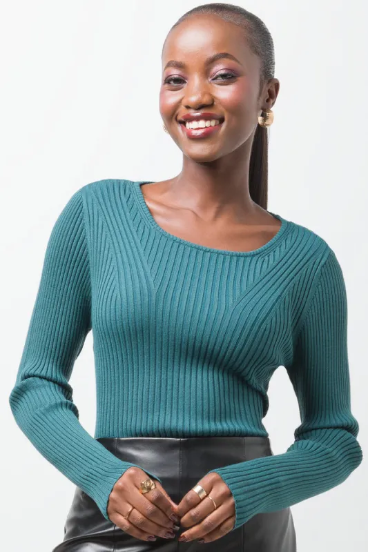 Long Sleeve Rib T-Shirt Blue sold by Ackermas