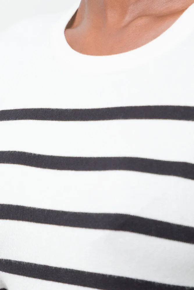 Long Sleeve Stripe T-Shirt White & Black sold by Ackermas product image thumbnail 4