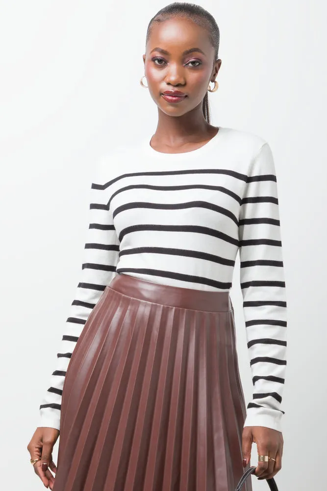 Long Sleeve Stripe T-Shirt White & Black sold by Ackermas