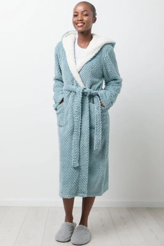 Hooded Sherpa Gown Blue sold by Ackermas