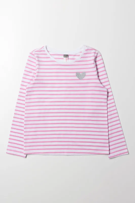 Stripe Long Sleeve T-Shirt Pink sold by Ackermas