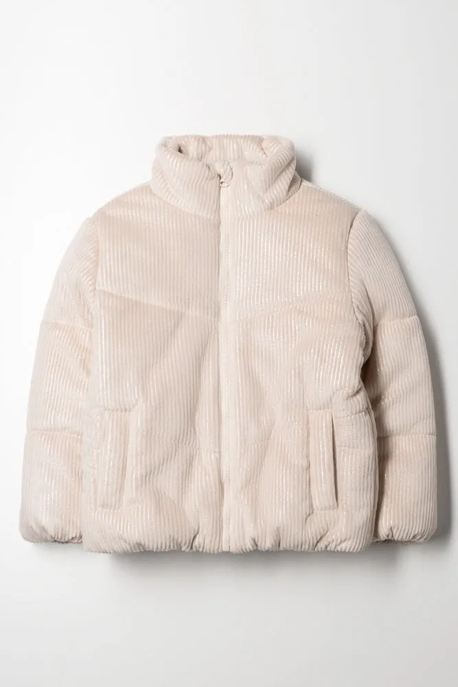 Zip Through Padded Jacket Natural sold by Ackermas