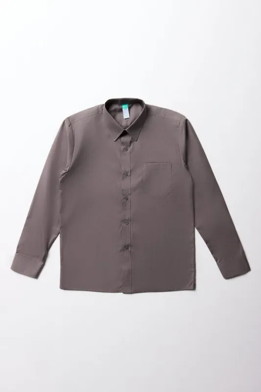Unisex Primary School Long Sleeve Collar Shirt Grey Toughees sold by Ackermas