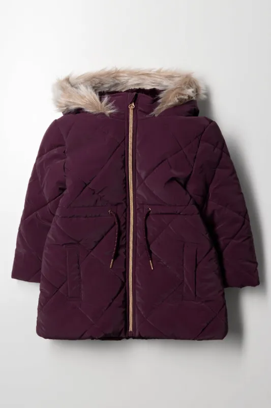 Hooded Puffer Jacket Burgundy sold by Ackermas