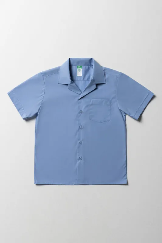 Primary School Short Sleeve Open Neck Shirt Blue sold by Ackermas