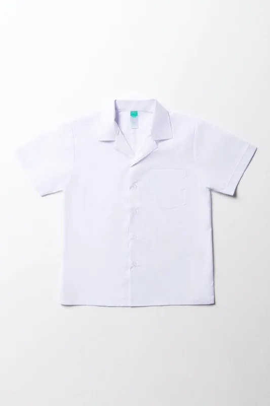 Unisex Primary School Short Sleeve Open Neck Shirt White Toughees sold by Ackermas