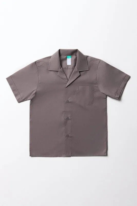 Unisex Primary School Short Sleeve Open Neck Shirt Grey Toughees sold by Ackermas