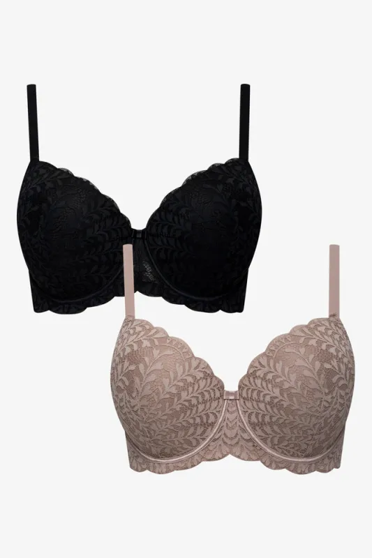 2 Pack Balconette Bras Black & Natural sold by Ackermas