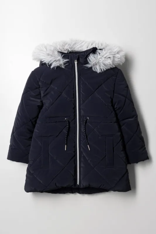 Hooded Puffer Jacket Navy sold by Ackermas