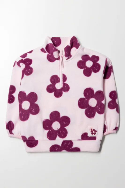 Flower Quarter Zip Tracktop Pink sold by Ackermas