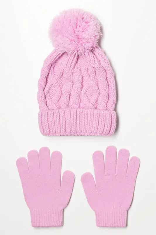 Beanie And Gloves Set Lilac sold by Ackermas