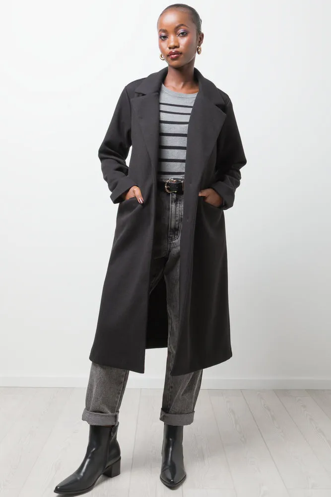 Longer Length Melton Coat Black sold by Ackermas