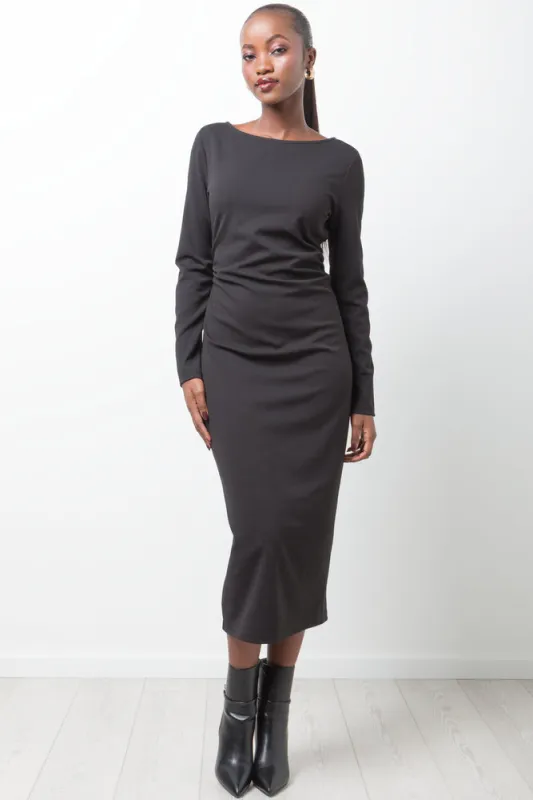 Side Ruched Bodycon Dress Black sold by Ackermas