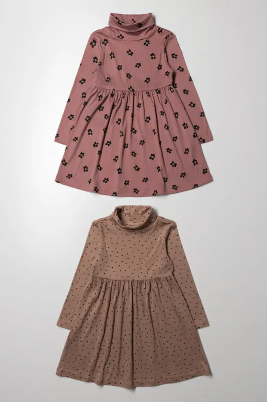 2 Pack Poloneck Dresses Pink And Brown sold by Ackermas
