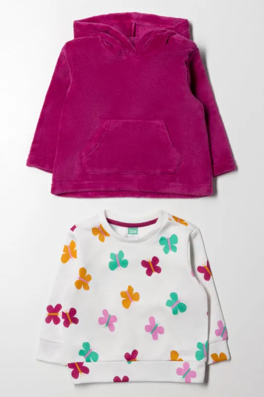 2 Pack Crew Neck And Hoodie Tracktops Purple And White sold by Ackermas