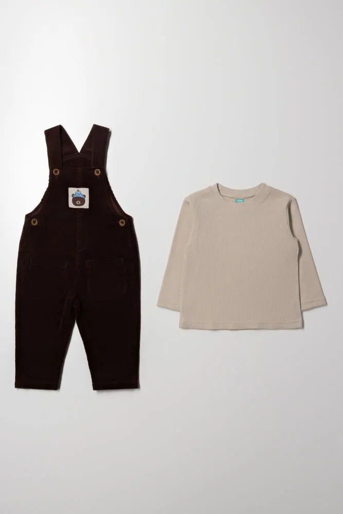 Corduroy Dungaree Set Brown sold by Ackermas product image thumbnail 3