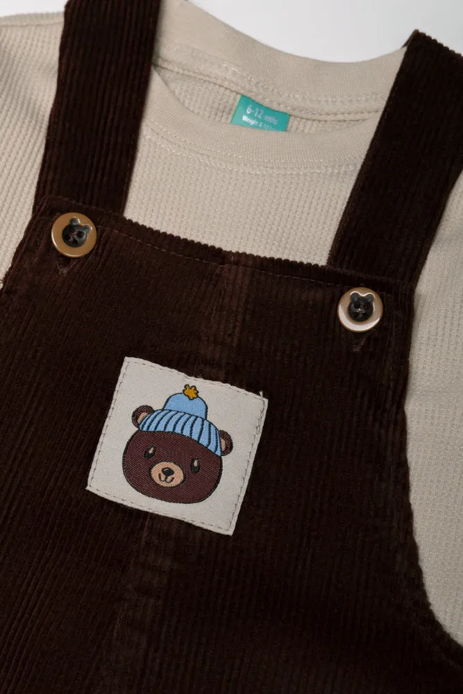 Corduroy Dungaree Set Brown sold by Ackermas product image thumbnail 2