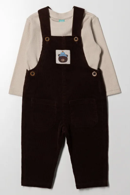 Corduroy Dungaree Set Brown sold by Ackermas