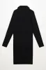 Collar Long Sleeve Seamless Dress Black sold by Ackermas