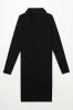Collar Long Sleeve Seamless Dress Black sold by Ackermas