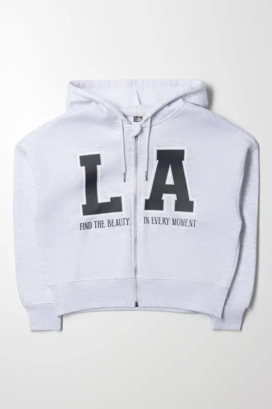 Los Angeles Hooded Zip Through Tracktop Grey sold by Ackermas