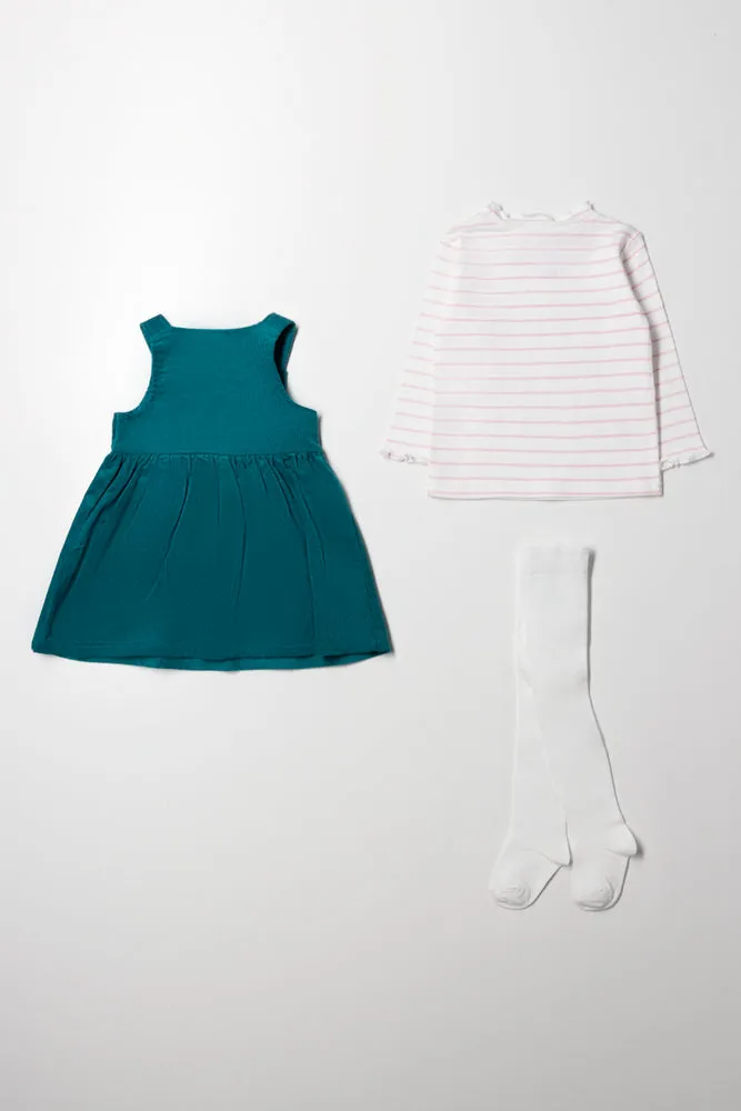 Corduroy Pinafore Set With Tights Green sold by Ackermas product image thumbnail 5