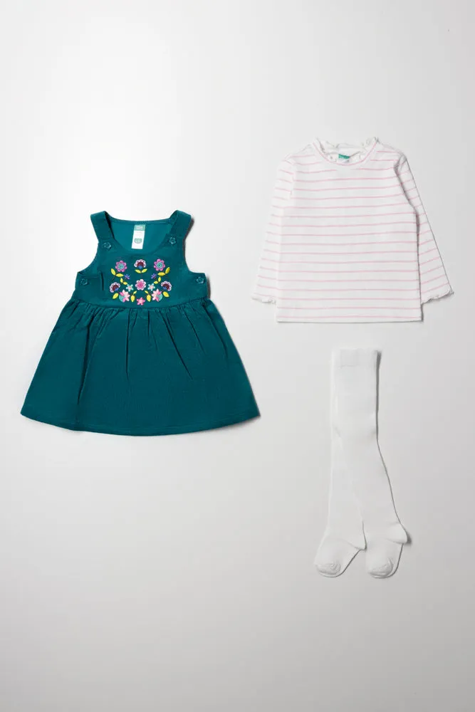 Corduroy Pinafore Set With Tights Green sold by Ackermas product image thumbnail 4