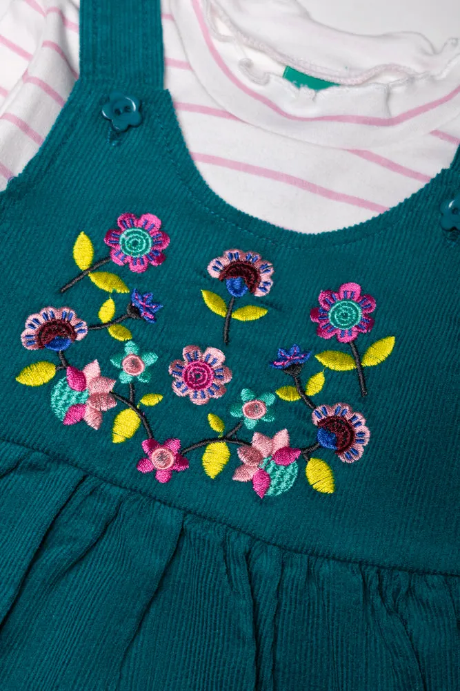 Corduroy Pinafore Set With Tights Green sold by Ackermas product image thumbnail 2