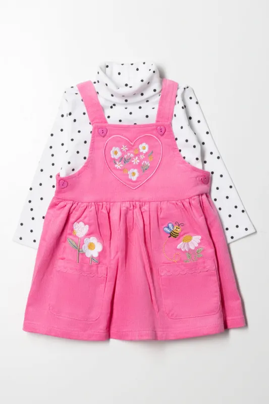 Corduroy Pinafore Set Pink sold by Ackermas