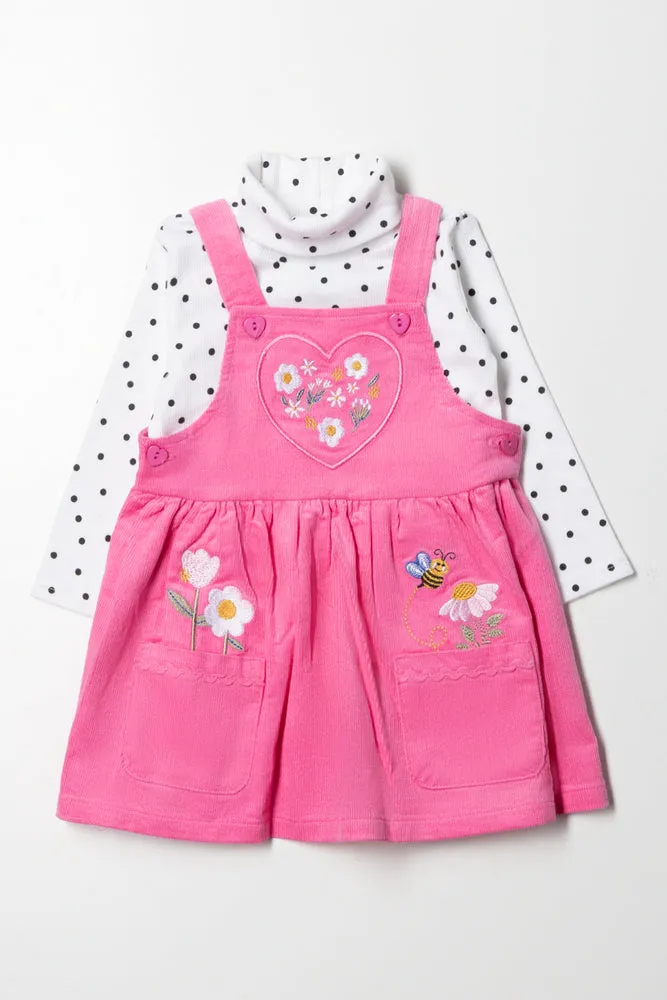 Corduroy Pinafore Set Pink sold by Ackermas