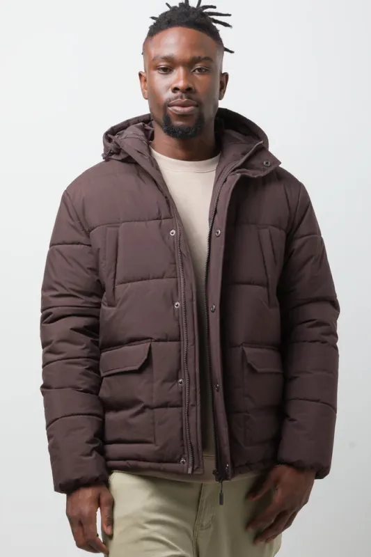 Hooded Puffer Jacket Brown sold by Ackermas