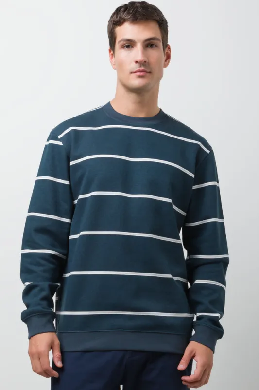 Stripe Crew Neck Tracktop Navy sold by Ackermas