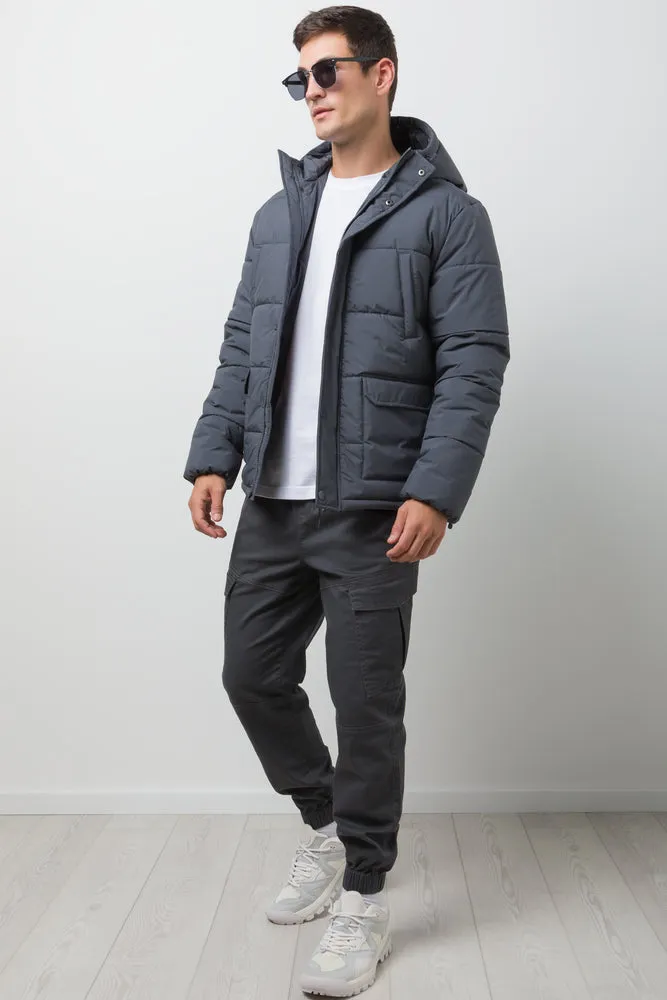 Hooded Puffer Jacket Dark Grey sold by Ackermas product image thumbnail 2