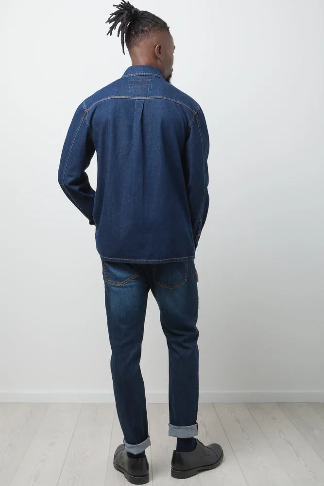 Denim Long Sleeve Shirt Blue sold by Ackermas product image thumbnail 3