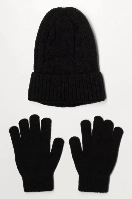Beanie And Gloves Set Black sold by Ackermas