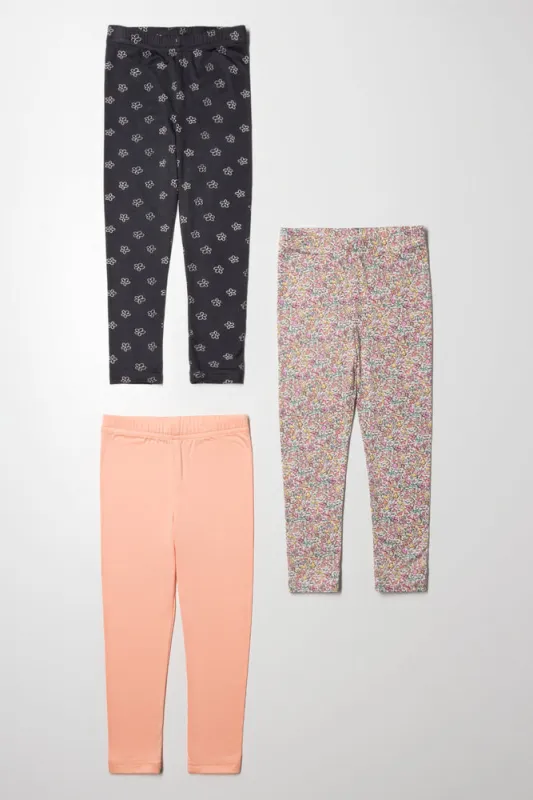 3 Pack Floral Leggings Peach And Dark Grey sold by Ackermas