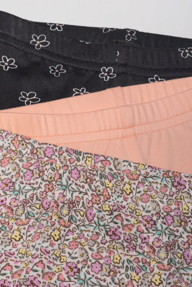 3 Pack Floral Leggings Peach And Dark Grey sold by Ackermas product image thumbnail 2