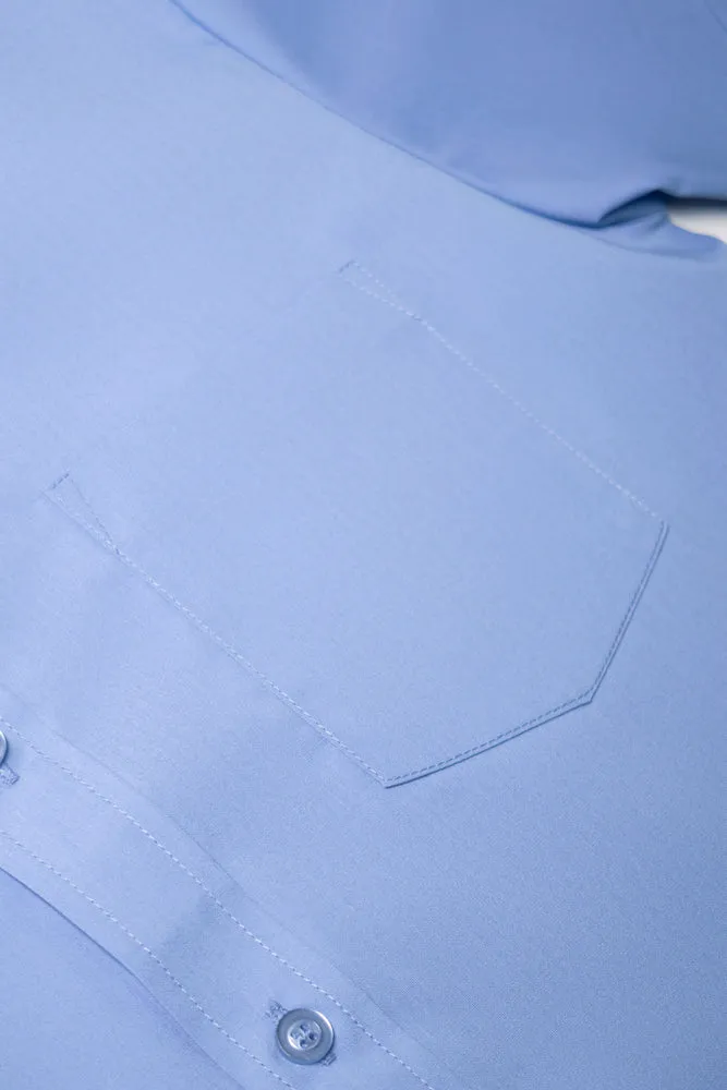 Short Sleeve Raised Collar Shirt Blue sold by Ackermas product image thumbnail 2