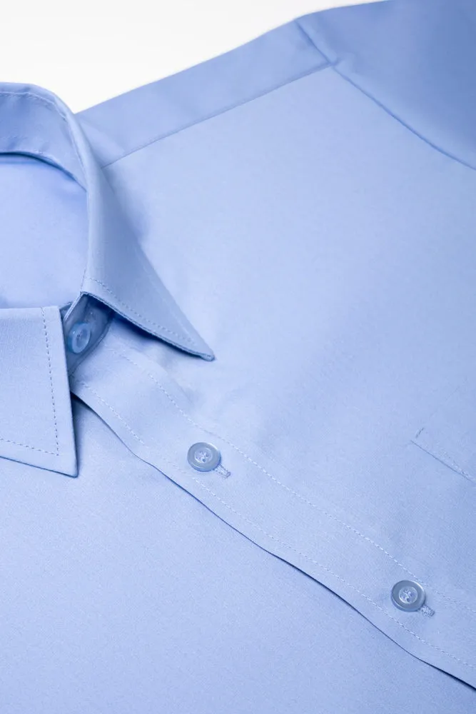 Short Sleeve Raised Collar Shirt Blue sold by Ackermas product image thumbnail 4