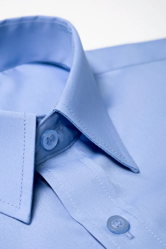 Short Sleeve Raised Collar Shirt Blue sold by Ackermas product image thumbnail 3